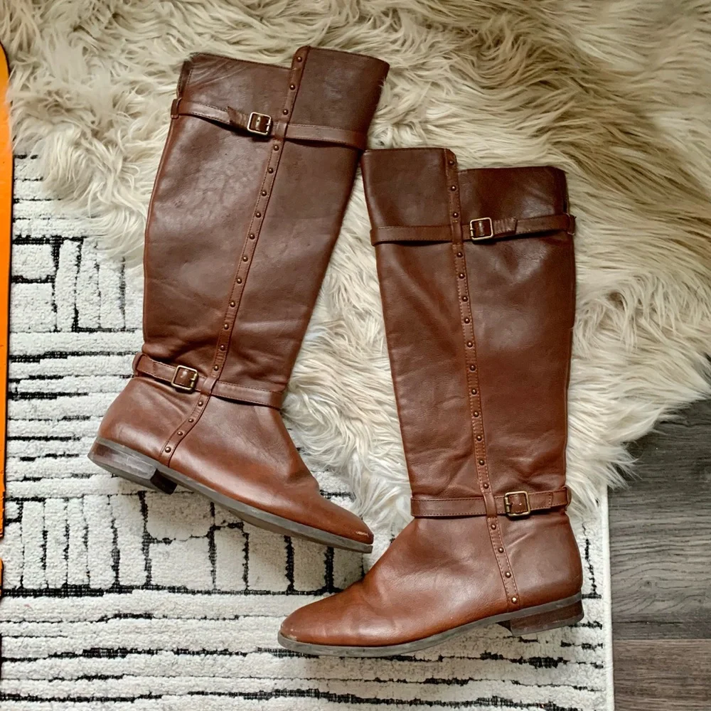 Tall Leather Riding Boots - Picture 1 of 6